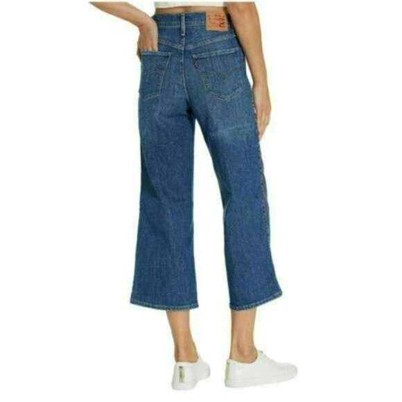 NWT LEVIS Mile High Rise Wide Leg Red Side Pipe Cropped Jeans - Picture 4 of 7